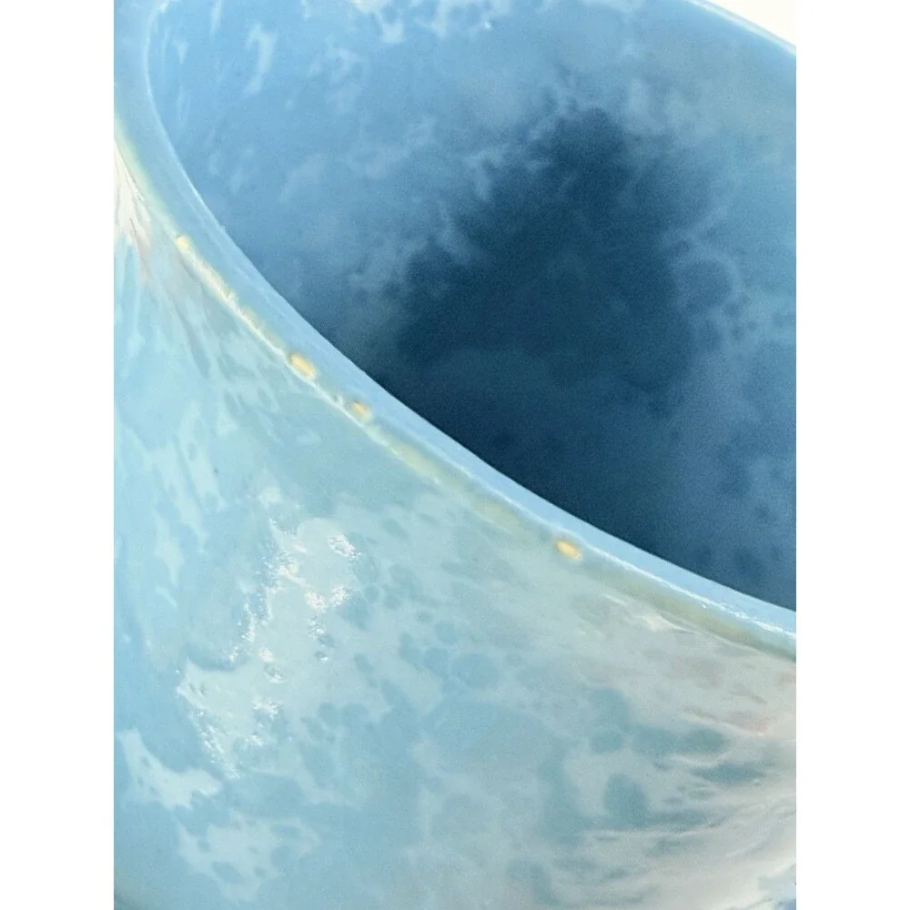 Bennington Potters Utensil Crock Vase 1398 DG Agate Blue Spongeware Blue on Blue